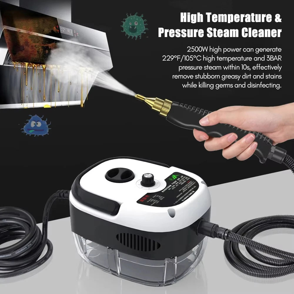 2500W Steam Cleaner with High Pressure - 6 Levels for Home and Kitchen