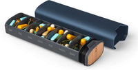 7-Day Pill Box - Sleek Aluminum & Wood Pill Organizer for Vitamins & Medicine