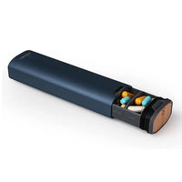 7-Day Pill Box - Sleek Aluminum & Wood Pill Organizer for Vitamins & Medicine