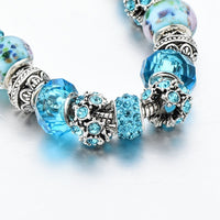 Ocean Blue Crystal Bead Charm Bracelet