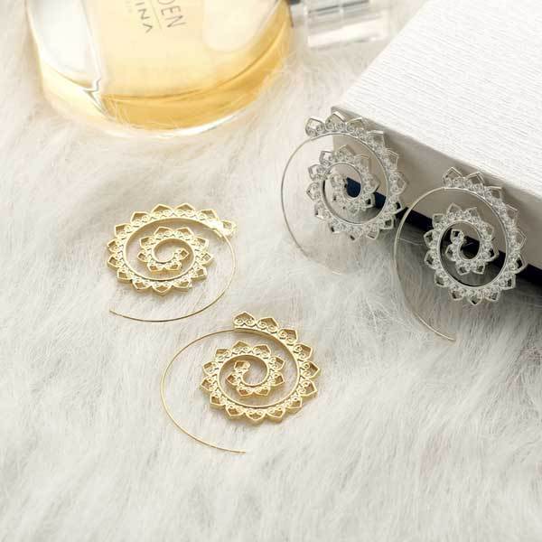 Swirling Sun Ethnic Hoop Earrings