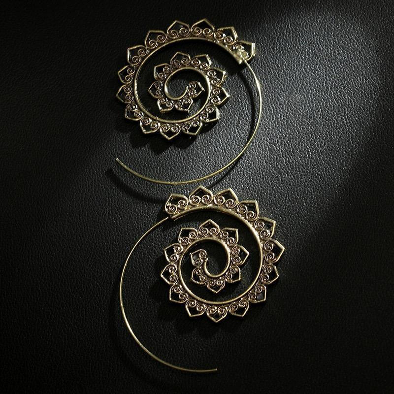 Swirling Sun Ethnic Hoop Earrings
