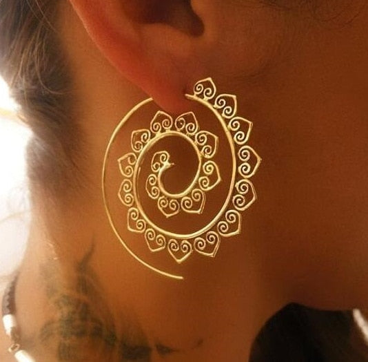 Swirling Sun Ethnic Hoop Earrings