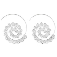 Swirling Sun Ethnic Hoop Earrings