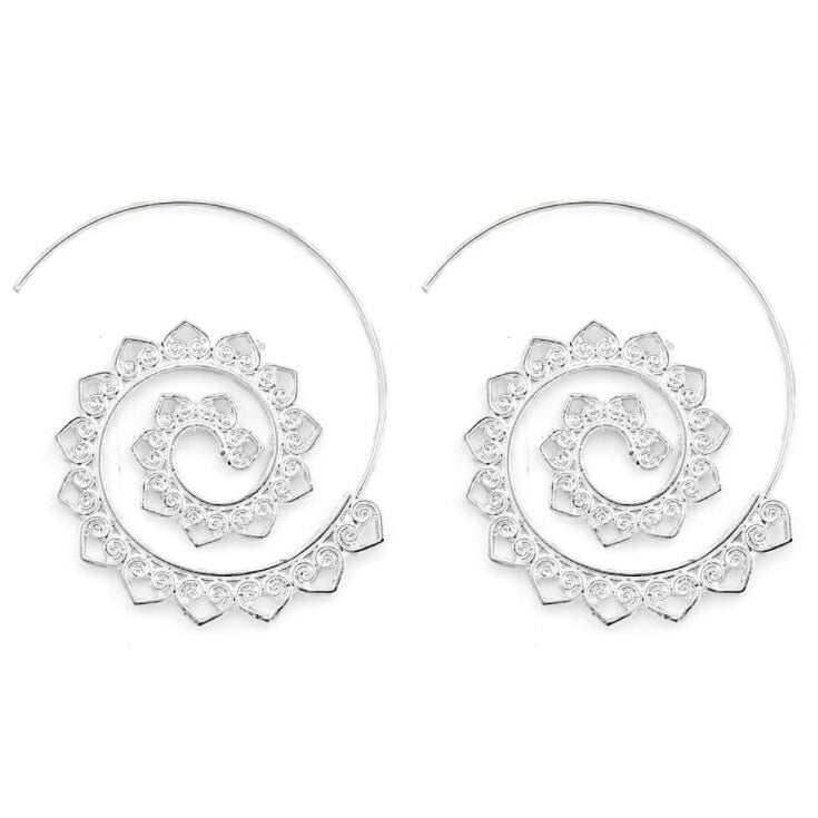 Swirling Sun Ethnic Hoop Earrings