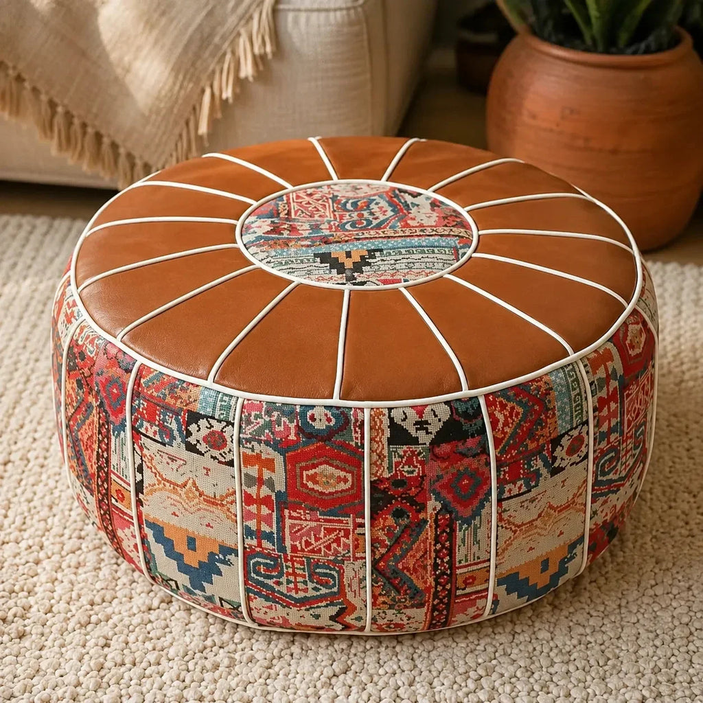 Bohemian Storage Ottoman Pouf with Hidden Compartment