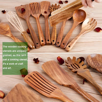 Sisica | 11-Piece Natural Teak Cooking Utensil Set with Holder