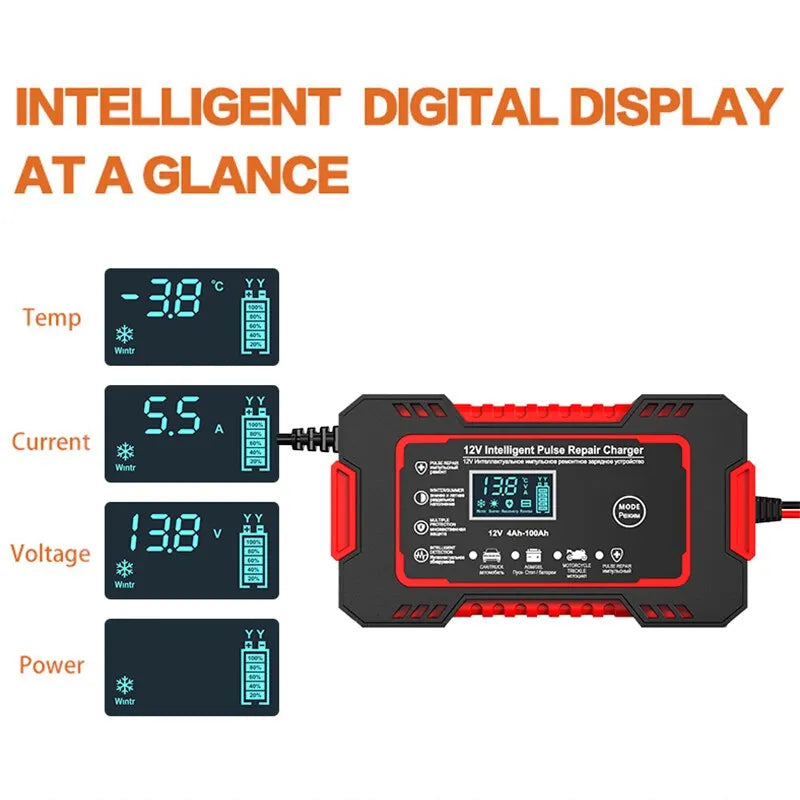 Sisica 12V 6A Smart Battery Maintainer | Pulse Repair, LCD
