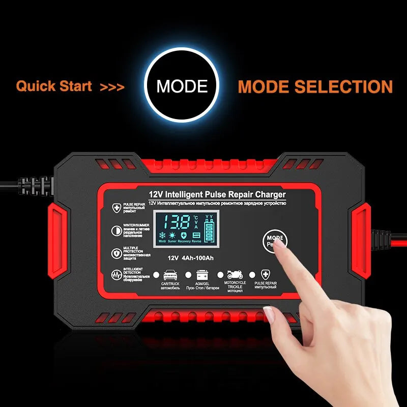 Sisica 12V 6A Smart Battery Maintainer | Pulse Repair, LCD