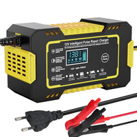 Charly | 12V 6A Smart Car Battery Charger | Pulse Repair, LCD Display & Fast Charging for AGM, Gel & Lead Acid Batteries