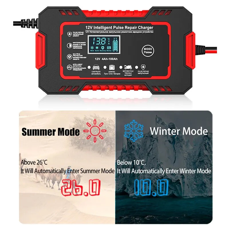 Sisica 12V 6A Smart Battery Maintainer | Pulse Repair, LCD