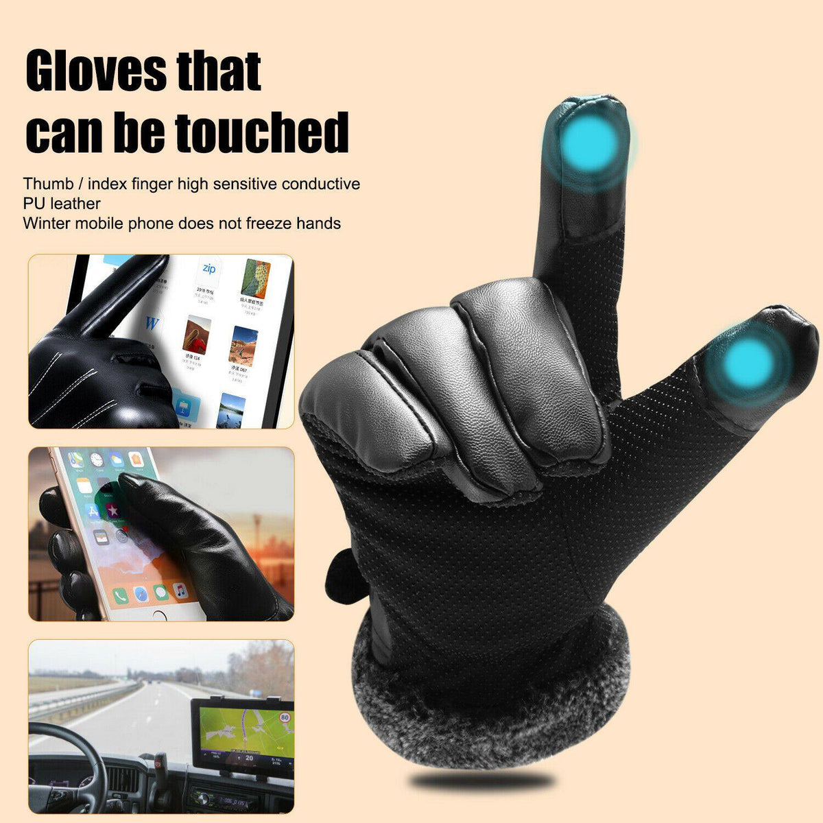 Sisica | Warm Leather Gloves for -30℃ Winters | Touchscreen Enabled