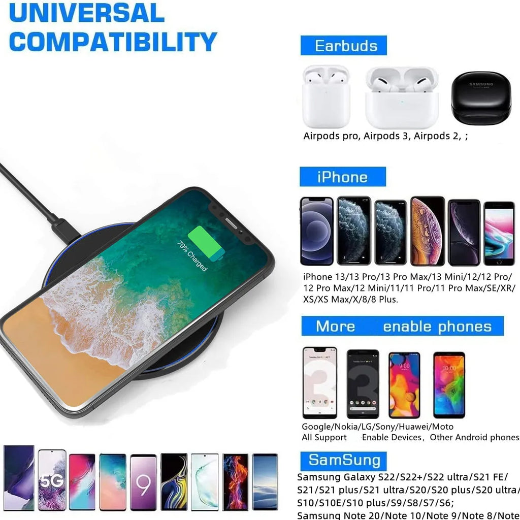 Sisica | 30W Fast Wireless Charging Pad | Premium USB C Charging Cable MagSafe Charger for Apple iPhone, Samsung & Android - Fast Wireless Charging Pad