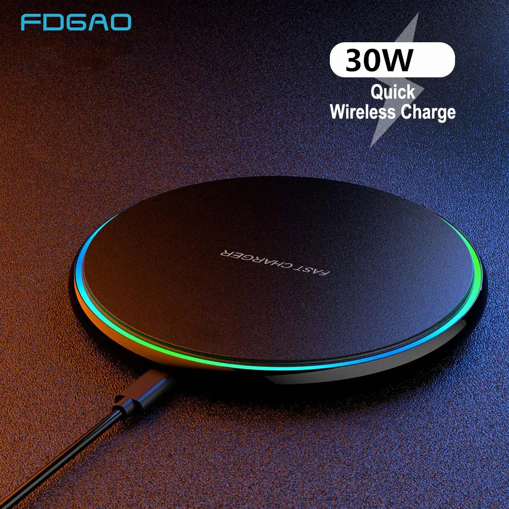 Sisica | 30W Fast Wireless Charging Pad | Premium USB C Charging Cable MagSafe Charger for Apple iPhone, Samsung & Android - Fast Wireless Charging Pad