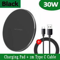 Sisica | 30W Fast Wireless Charging Pad | Premium USB C Charging Cable MagSafe Charger for Apple iPhone, Samsung & Android - Fast Wireless Charging Pad