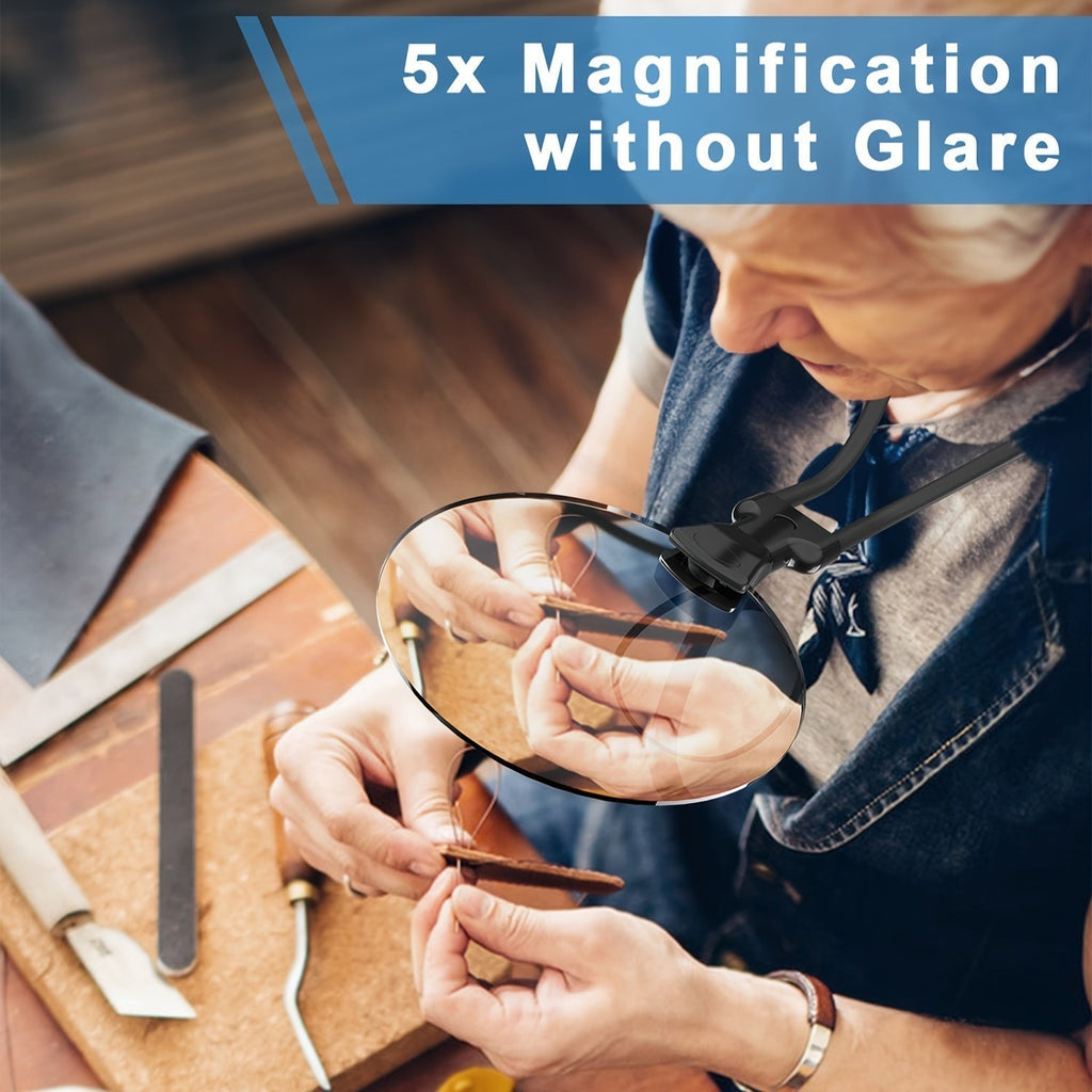 Sisica | 5X Neck Magnifier - Hands-Free for Seniors, Crafts