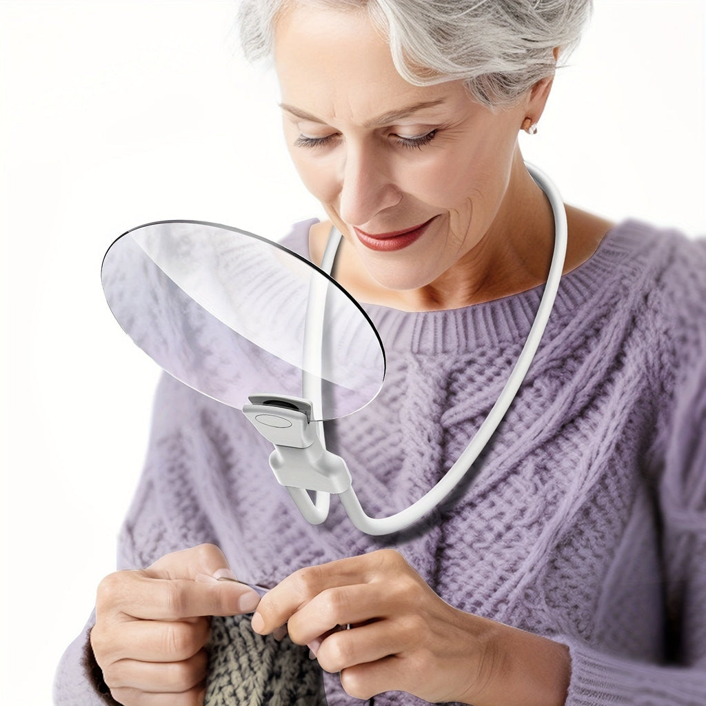 Charly | 5X Magnifying Glass Pro – Hands-free Adjustable Neck Magnifier for the Elderly and Visually Impaired – Perfect for Reading, Sewing, Crafting, and Inspection