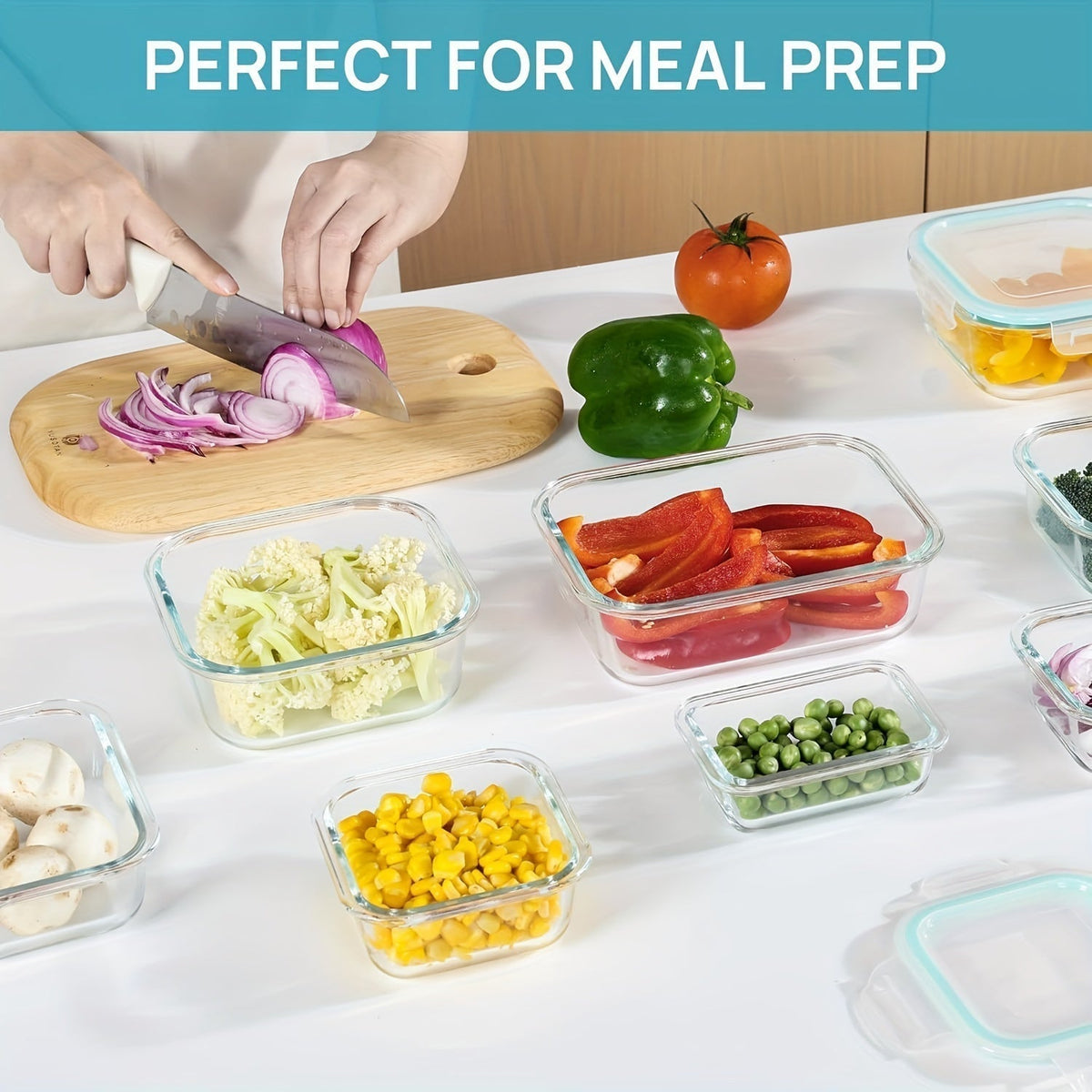 Sisica | 8-Pack Glass Food Storage Containers – Airtight Meal Prep Bento Boxes with Leakproof, Lockable Lids, Microwave, Oven, Freezer, and Dishwasher Safe, BPA-Free