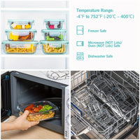 Sisica | 8-Pack Glass Food Storage Containers – Airtight Meal Prep Bento Boxes with Leakproof, Lockable Lids, Microwave, Oven, Freezer, and Dishwasher Safe, BPA-Free