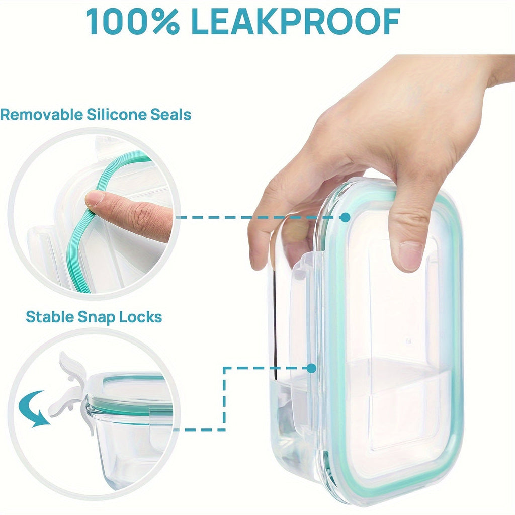 Sisica | 8-Pack Glass Food Storage Containers – Airtight Meal Prep Bento Boxes with Leakproof, Lockable Lids, Microwave, Oven, Freezer, and Dishwasher Safe, BPA-Free
