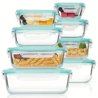 Charly | 8-Pack Glass Food Storage Containers – Airtight Meal Prep Bento Boxes with Leakproof, Lockable Lids, Microwave, Oven, Freezer, and Dishwasher Safe, BPA-Free