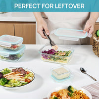 Sisica | 8-Pack Glass Food Storage Containers – Airtight Meal Prep Bento Boxes with Leakproof, Lockable Lids, Microwave, Oven, Freezer, and Dishwasher Safe, BPA-Free