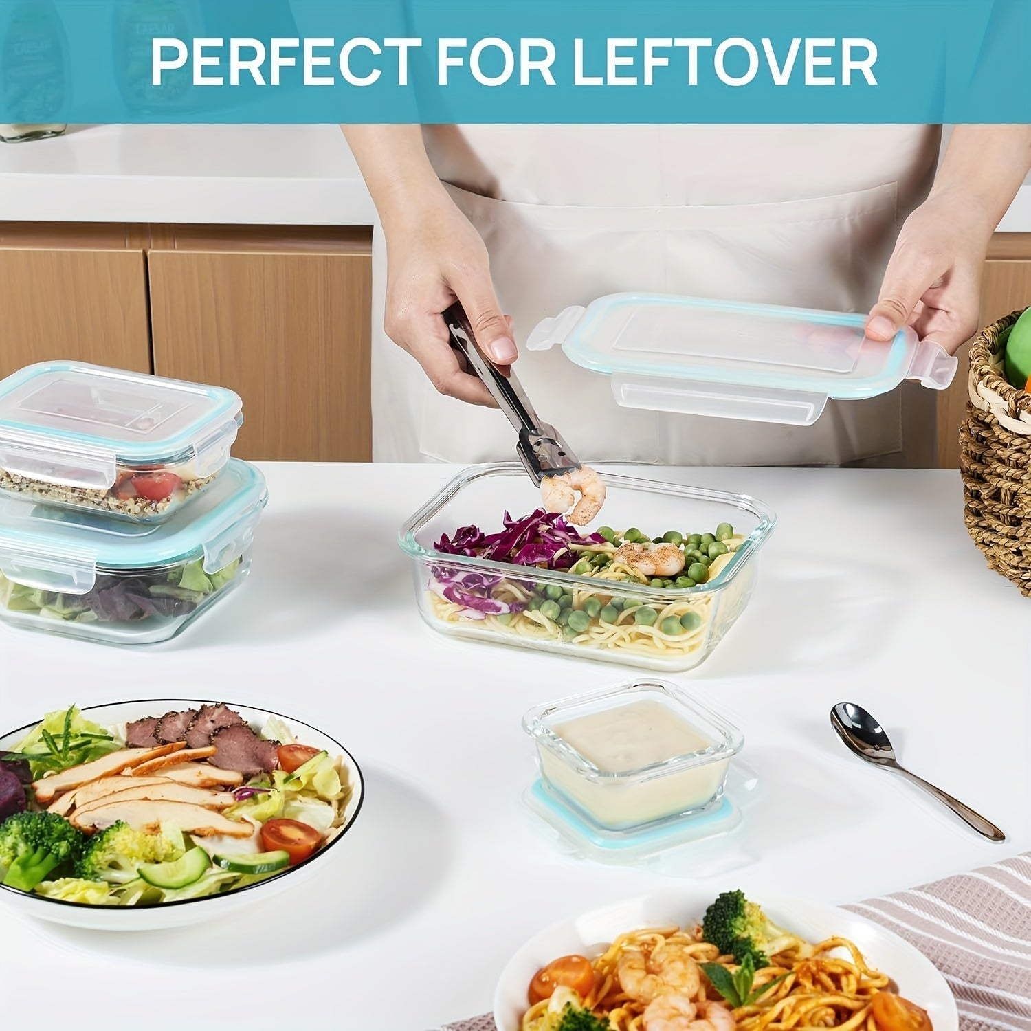 Sisica | 8-Pack Glass Food Storage Containers – Airtight Meal Prep Bento Boxes with Leakproof, Lockable Lids, Microwave, Oven, Freezer, and Dishwasher Safe, BPA-Free