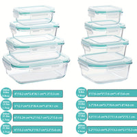 Sisica | 8-Pack Glass Food Storage Containers – Airtight Meal Prep Bento Boxes with Leakproof, Lockable Lids, Microwave, Oven, Freezer, and Dishwasher Safe, BPA-Free