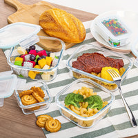 Sisica | 8-Pack Glass Food Storage Containers – Airtight Meal Prep Bento Boxes with Leakproof, Lockable Lids, Microwave, Oven, Freezer, and Dishwasher Safe, BPA-Free