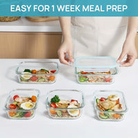 Sisica | 8-Pack Glass Food Storage Containers – Airtight Meal Prep Bento Boxes with Leakproof, Lockable Lids, Microwave, Oven, Freezer, and Dishwasher Safe, BPA-Free