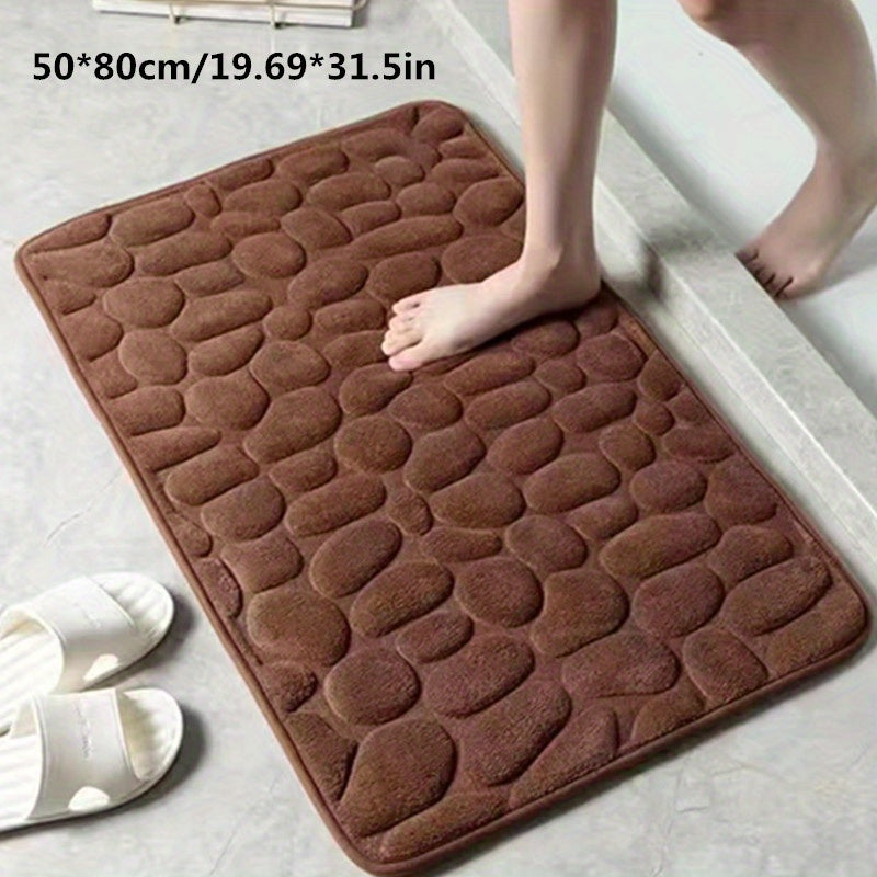 Charly | Absorbent Bath Mat Stone Patterned Bath Rug