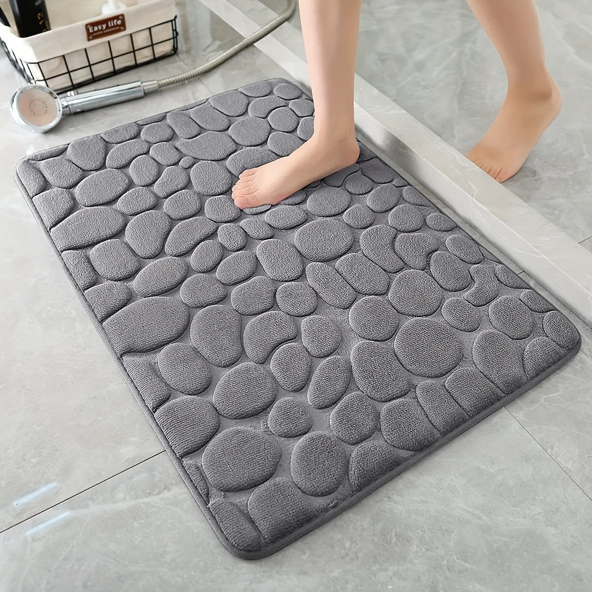 Sisica | Absorbent Bath Mat Stone Patterned Bath Rug