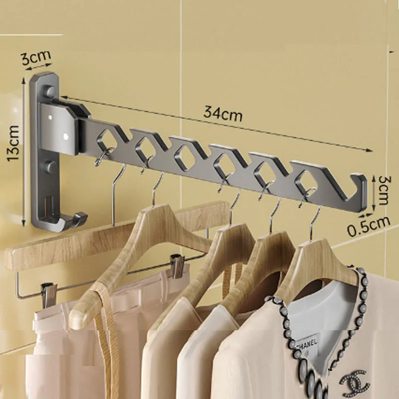 Charly | Adjustable Wall-Mounted Clothes Rack - Foldable Clothes and Garment Organizer with High Load Design
