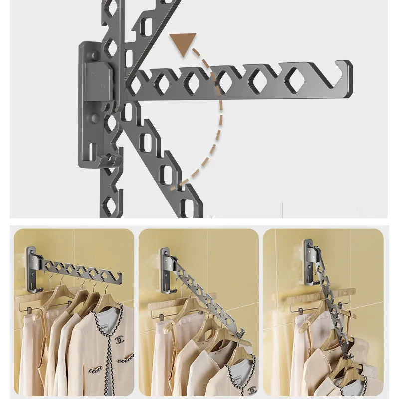 Sisica | Adjustable Wall-Mounted Clothes Rack - Foldable Clothes and Garment Organizer with High Load Design