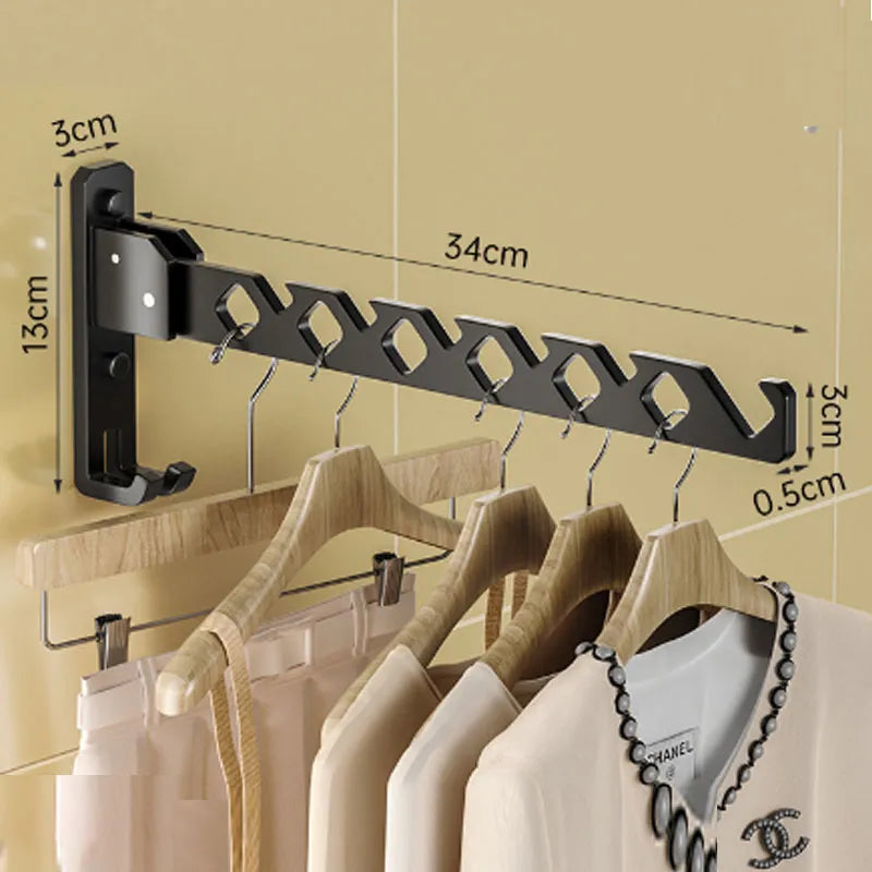 Charly | Adjustable Wall-Mounted Clothes Rack - Foldable Clothes and Garment Organizer with High Load Design