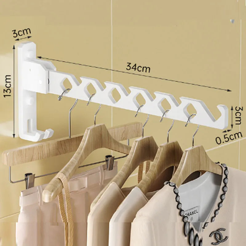 Charly | Adjustable Wall-Mounted Clothes Rack - Foldable Clothes and Garment Organizer with High Load Design