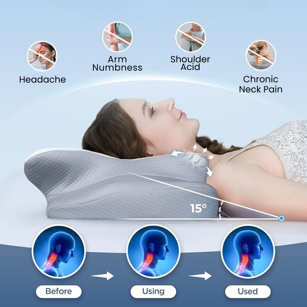 Sisica | Ergonomic Pillow for Neck Comfort & Snore Reduction | White