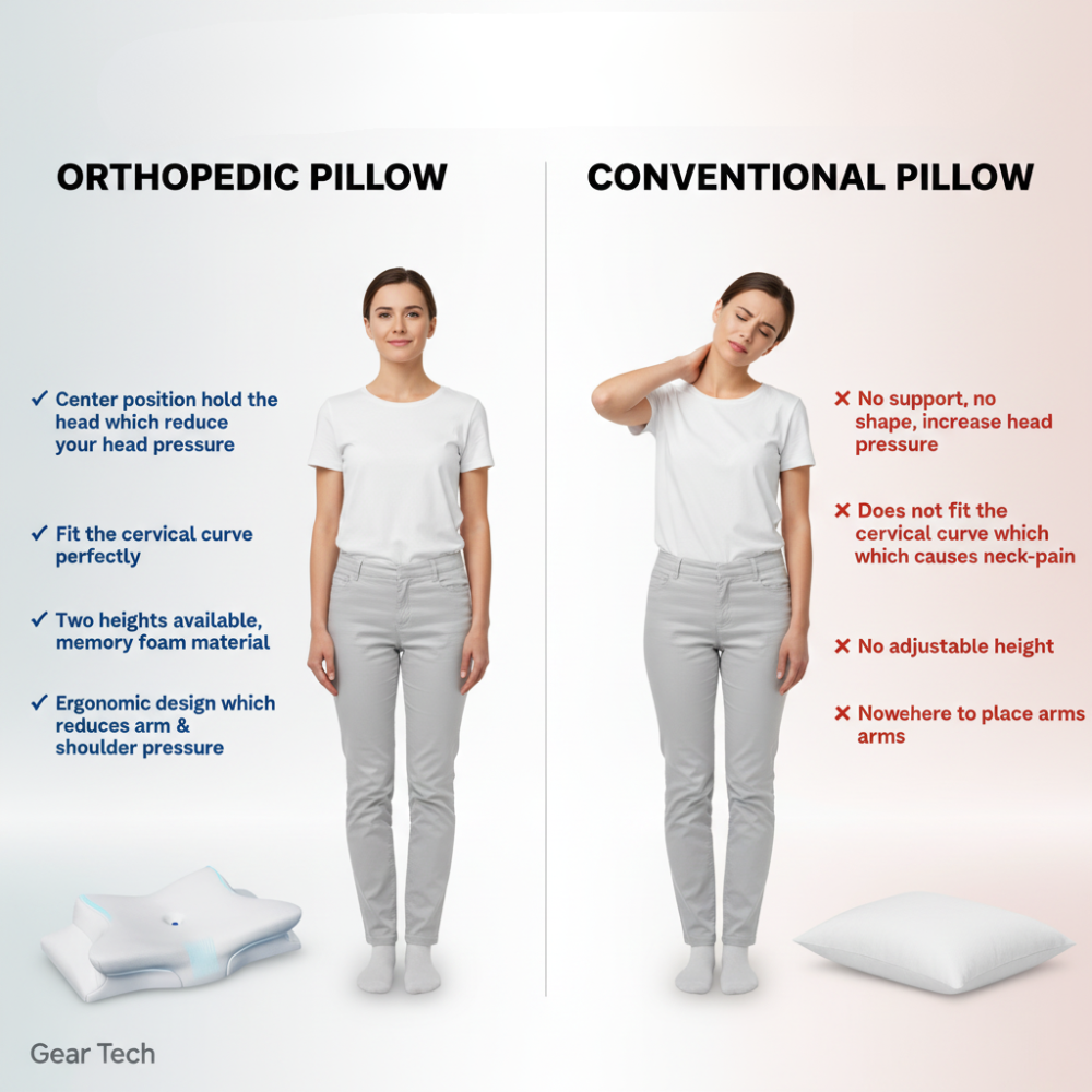 Sisica | Ergonomic Pillow for Neck Comfort & Snore Reduction | White