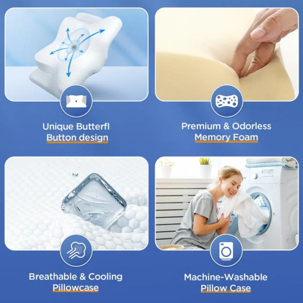 Sisica | Ergonomic Pillow for Neck Comfort & Snore Reduction | White
