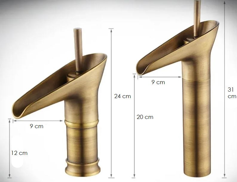 Sisica | Brass Waterfall Sink Faucet - Antique Style