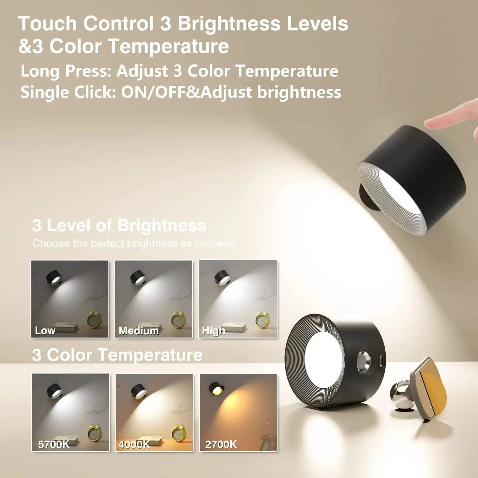 Sisica Wireless Wall Light - Rechargeable & 360° Adjustable