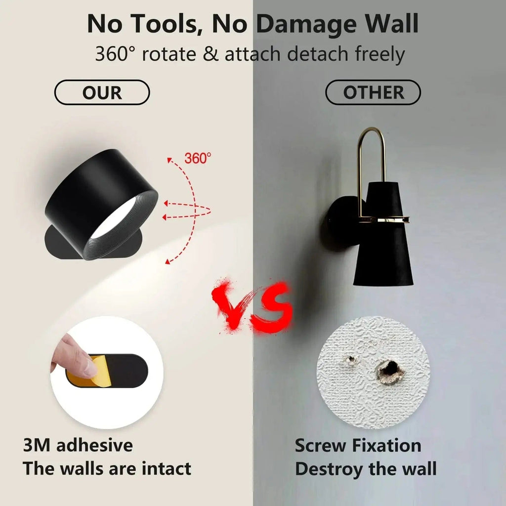 Sisica Wireless Wall Light - Rechargeable & 360° Adjustable