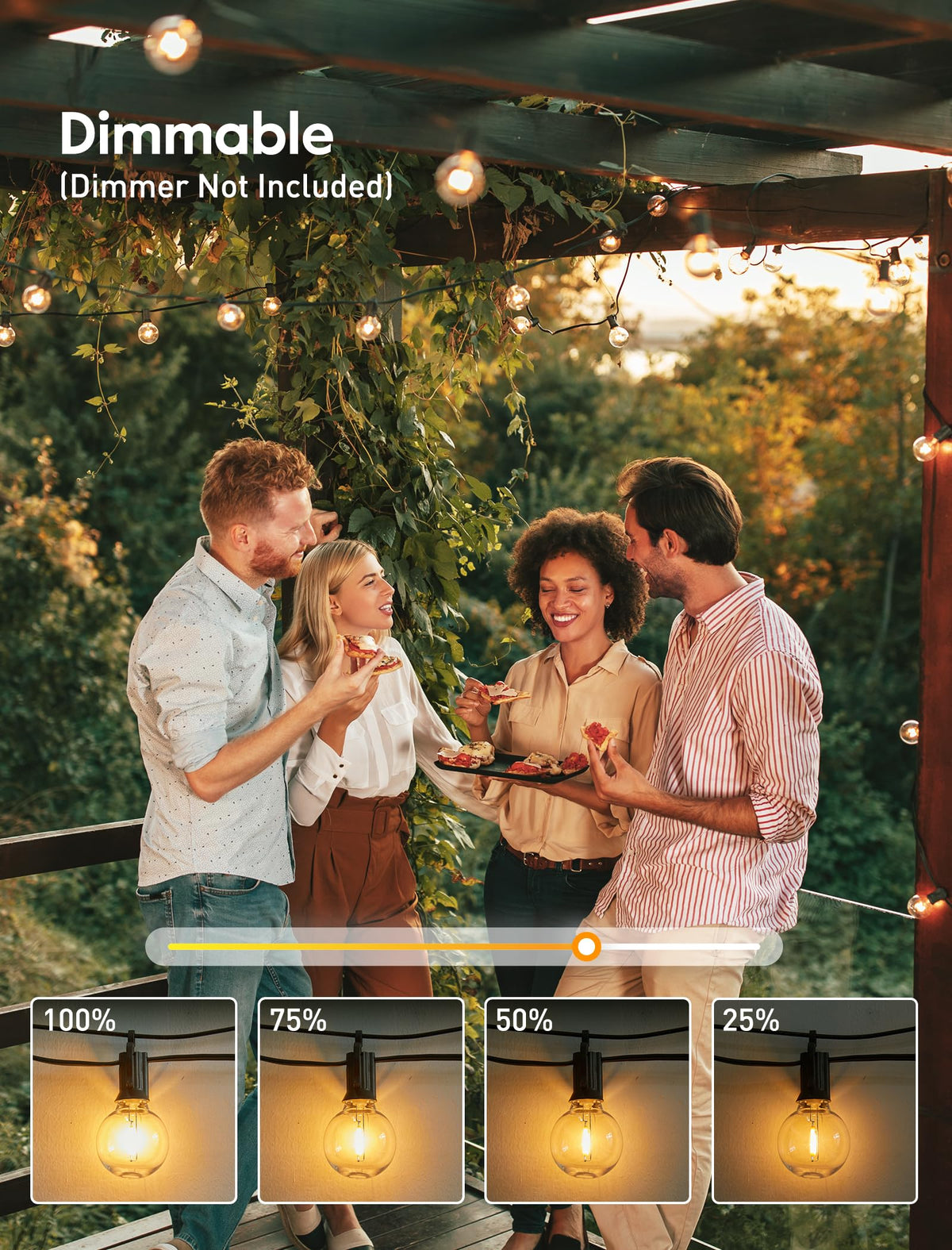 Sisica | Brightown 60Ft Outdoor String Lights - G40 Globe LED Patio Lights with 32 Shatterproof Bulbs