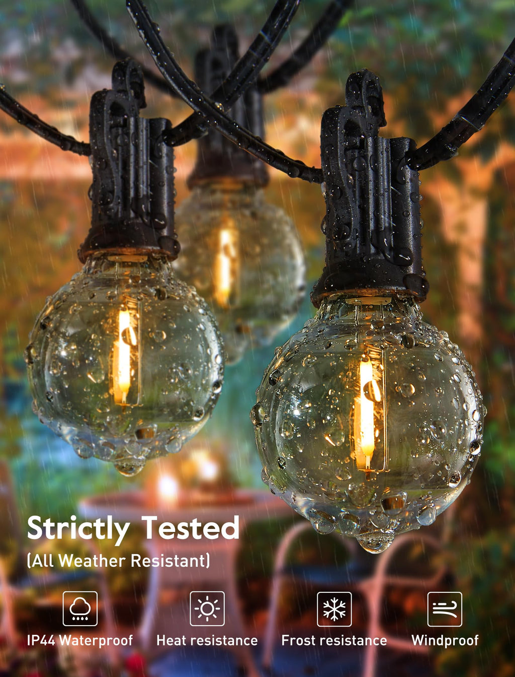 Sisica | Brightown 60Ft Outdoor String Lights - G40 Globe LED Patio Lights with 32 Shatterproof Bulbs