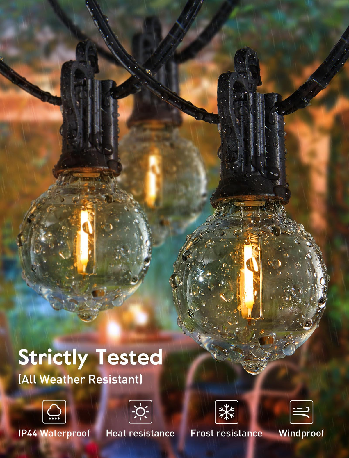 Sisica | Brightown 60Ft Outdoor String Lights - G40 Globe LED Patio Lights with 32 Shatterproof Bulbs
