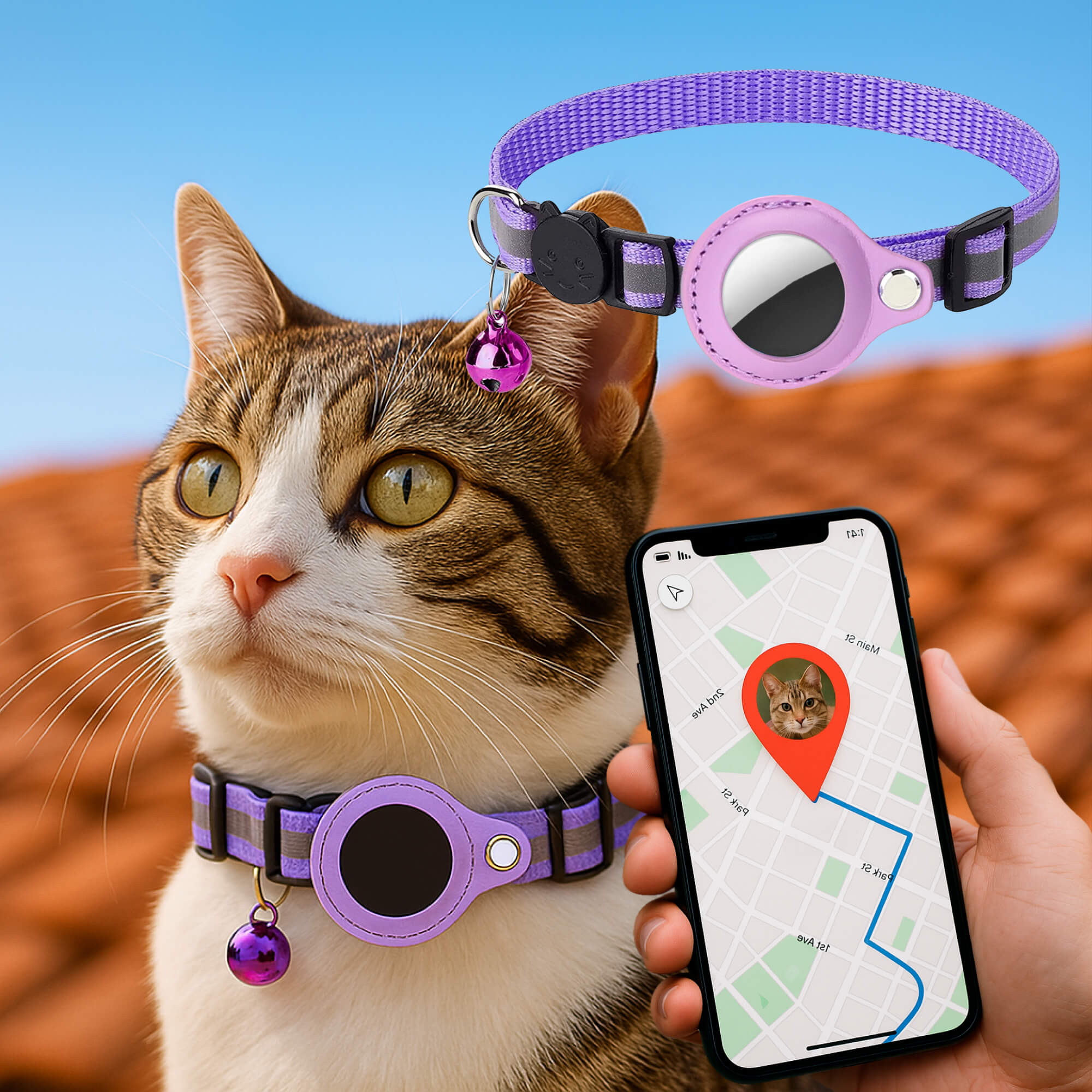 Charly | Cat GPS Tracking Collar | Quick Release Lock, Reflective Design & Durable for Outdoor Safety Adventures
