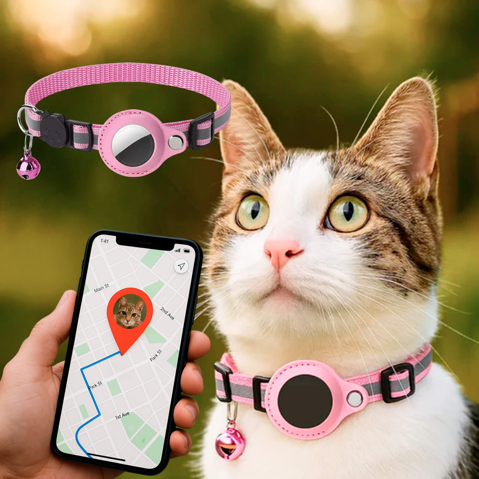 Charly | Cat GPS Tracking Collar | Quick Release Lock, Reflective Design & Durable for Outdoor Safety Adventures