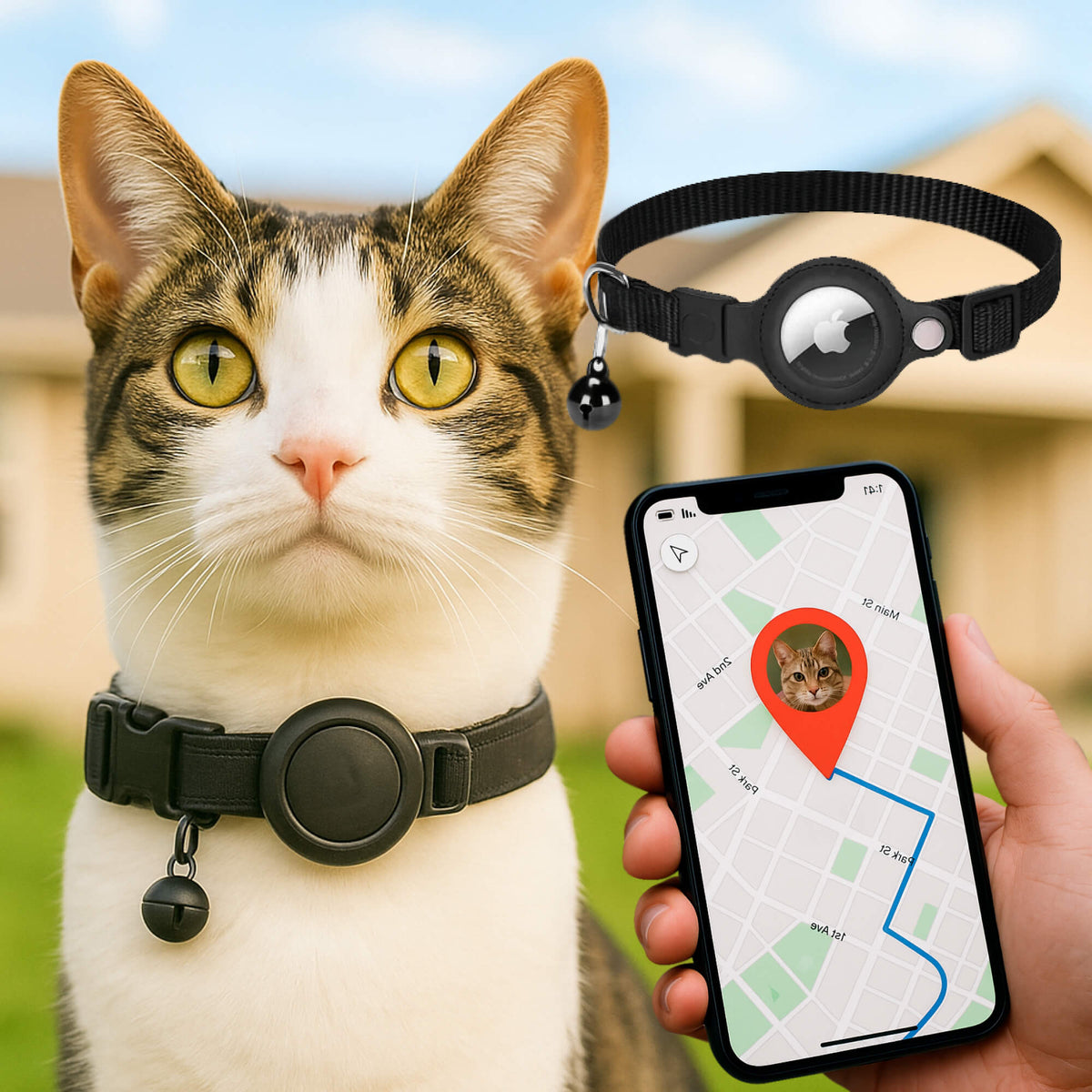 Charly | Cat GPS Tracking Collar | Quick Release Lock, Reflective Design & Durable for Outdoor Safety Adventures