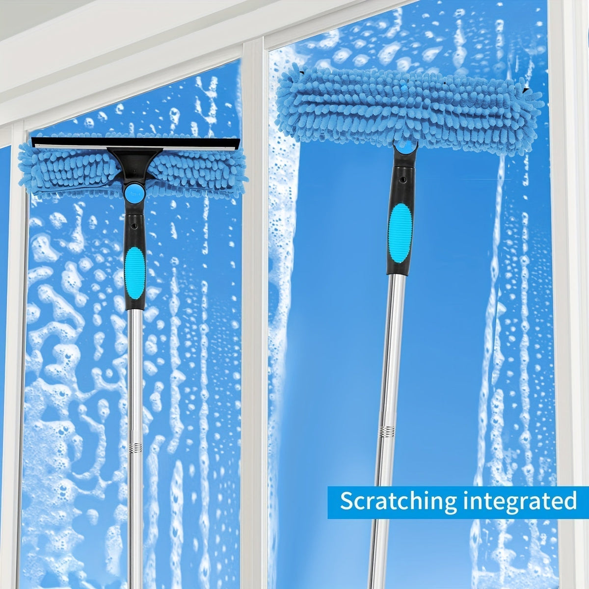 Sisica | Extendable Window Washer with Squeegee - Streak-Free Glass Tool