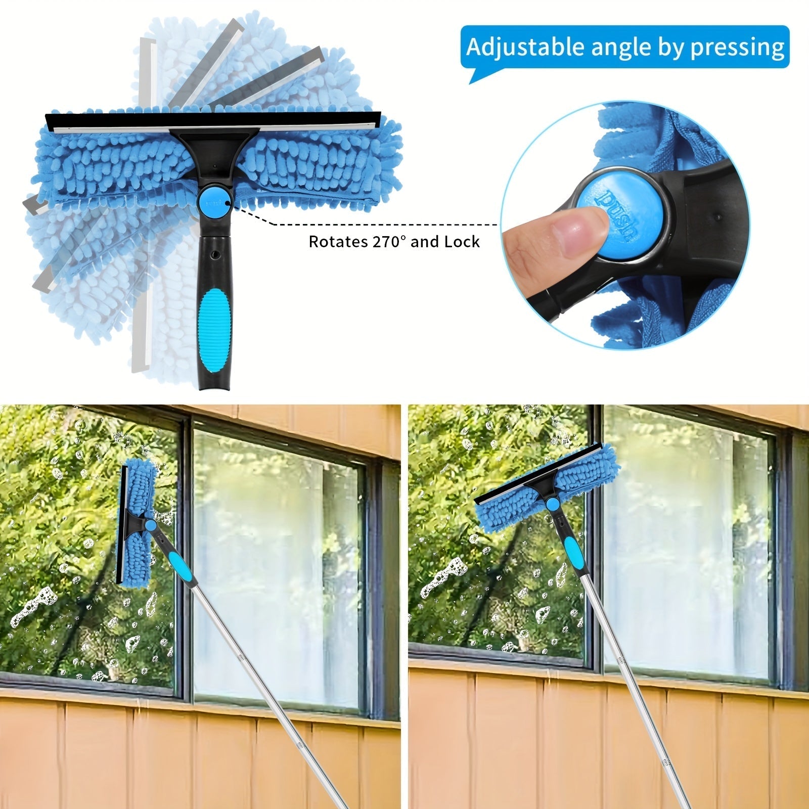 Sisica | Extendable Window Washer with Squeegee - Streak-Free Glass Tool